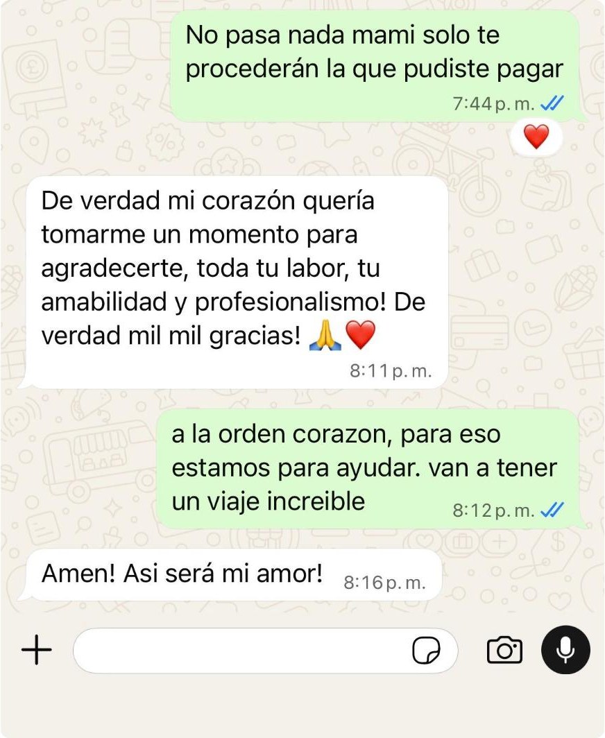 Clienta agradece la labor, la amabilidad y el profesionalismo